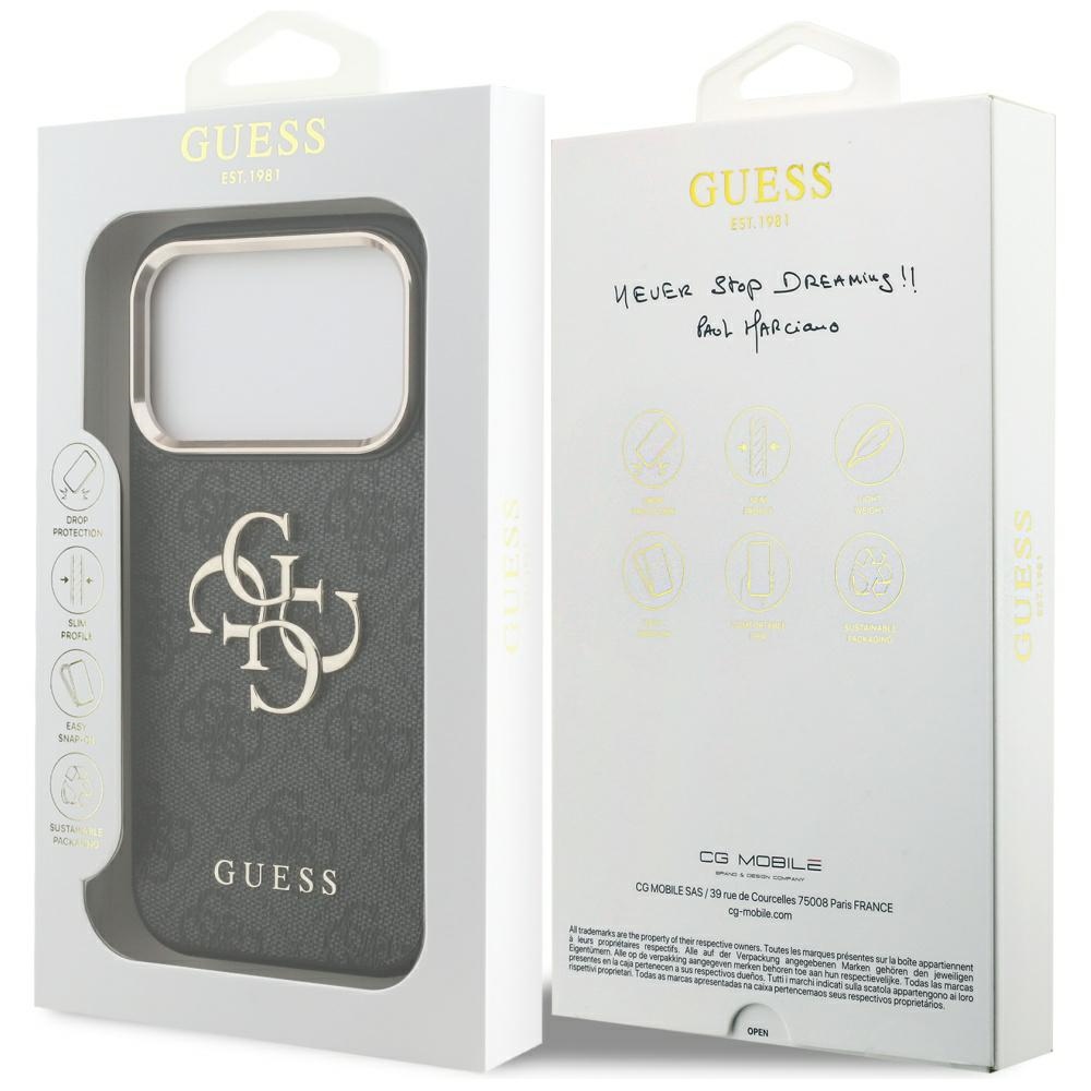 iTok webáruház - Guess Guess 4G Big 4G Classic Logo tok iPhone 17 Pro készülékhez (fekete és arany) 8 Guess 4G Big 4G Classic Logo Case for iPhone 17 Pro (fekete és arany)