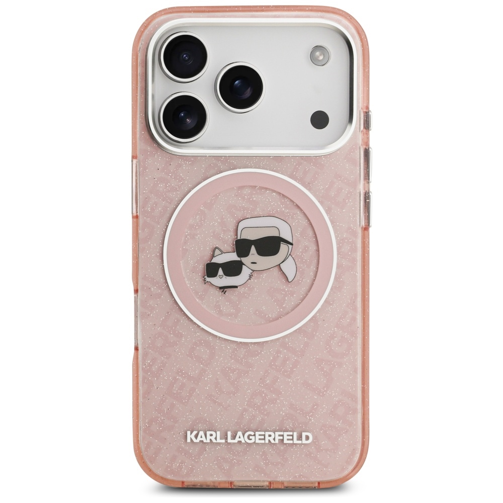iTok webáruház - Karl Lagerfeld Karl Lagerfeld IML csillámos MagSafe tok Karl & Choupette mintával iPhone 17 Pro készülékhez (rózsaszín) 3 Karl Lagerfeld IML Glitter Karl & Choupette Heads Logo MagSafe Case for iPhone 17 Pro (rózsaszín)