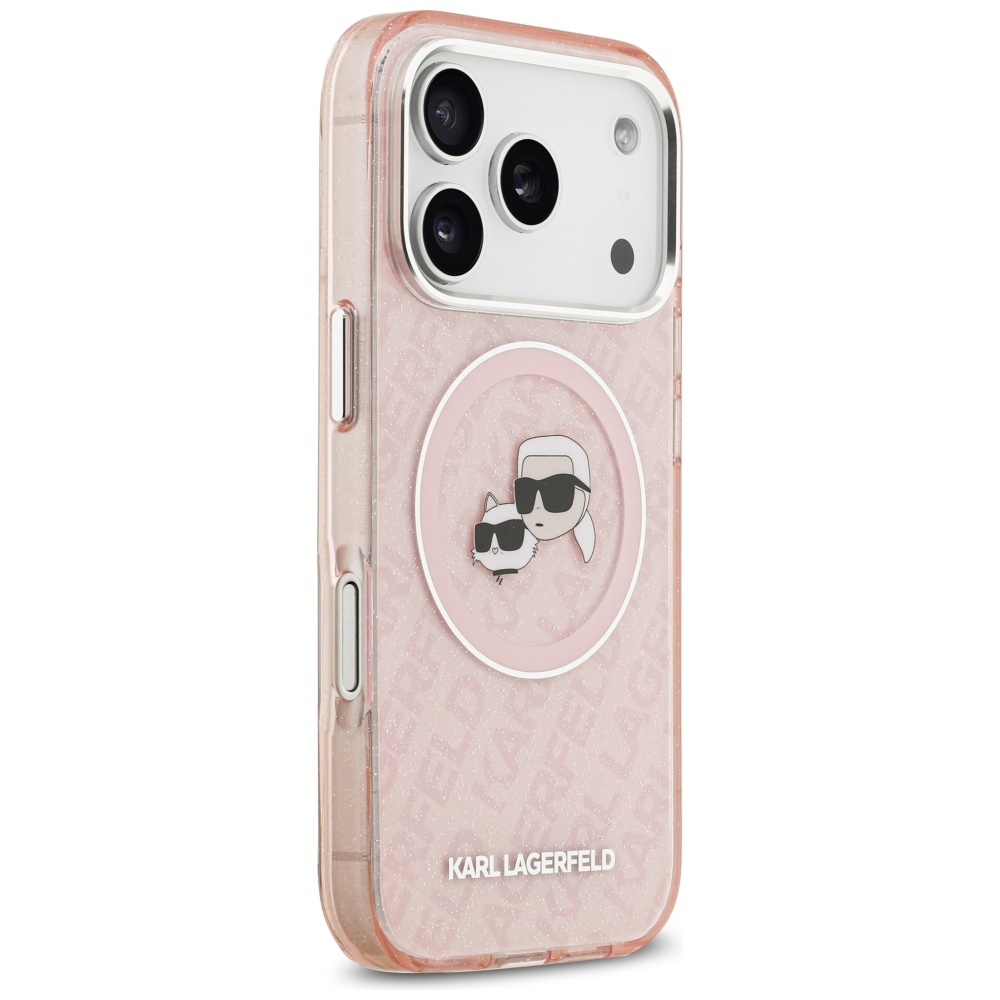 iTok webáruház - Karl Lagerfeld Karl Lagerfeld IML csillámos MagSafe tok Karl & Choupette mintával iPhone 17 Pro készülékhez (rózsaszín) 4 Karl Lagerfeld IML Glitter Karl & Choupette Heads Logo MagSafe Case for iPhone 17 Pro (rózsaszín)