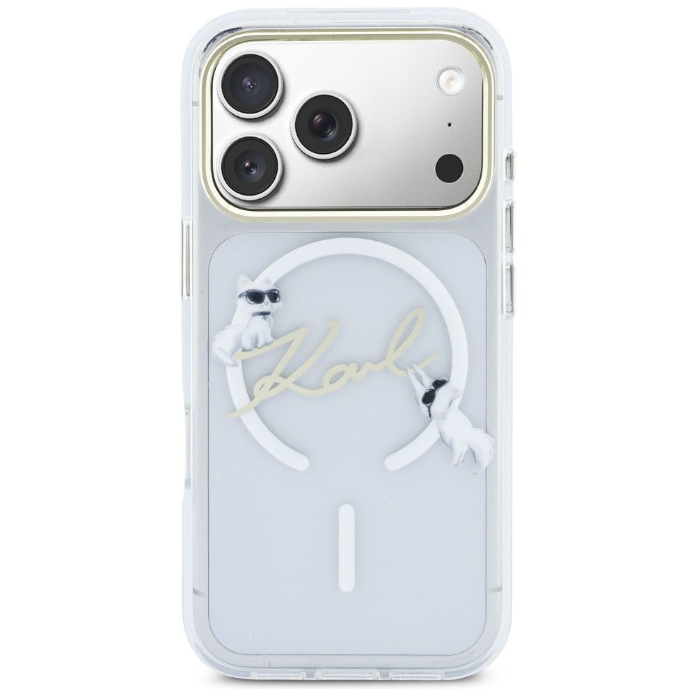 iTok webáruház - Karl Lagerfeld Karl Lagerfeld IML Choupettes Karl Script Logo MagSafe tok iPhone 17 Pro Max készülékhez (átlátszó) 3 Karl Lagerfeld IML Choupettes Karl Script Logo MagSafe Case for iPhone 17 Pro Max (átlátszó)