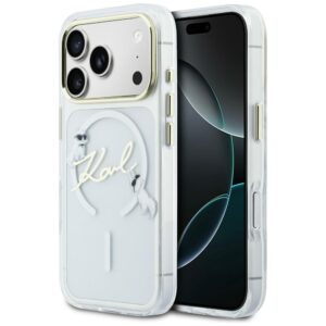 Karl Lagerfeld IML Choupettes Karl Script Logo MagSafe tok iPhone 17 Pro készülékhez (átlátszó)
