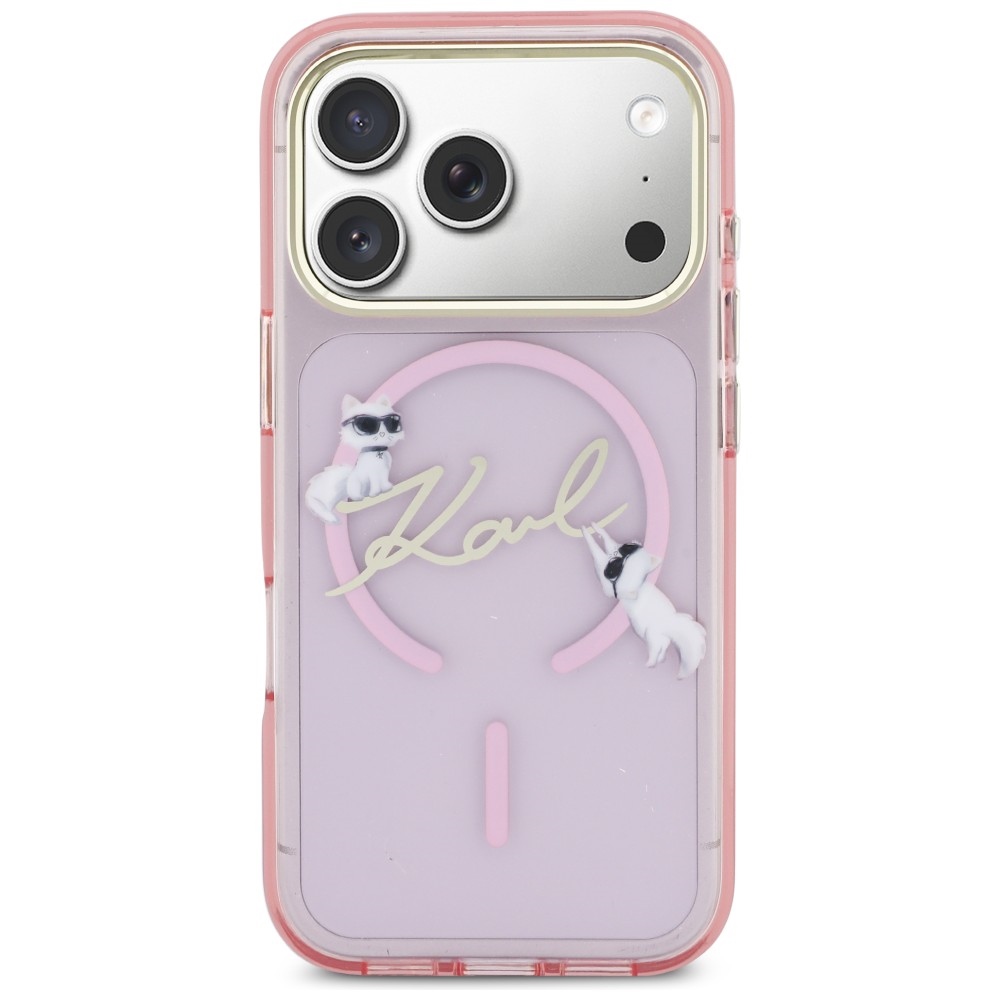 iTok webáruház - Karl Lagerfeld Karl Lagerfeld IML Choupettes Karl Script Logo MagSafe tok iPhone 17 Pro készülékhez (rózsaszín) 3 Karl Lagerfeld IML Choupettes Karl Script Logo MagSafe Case for iPhone 17 Pro (rózsaszín)