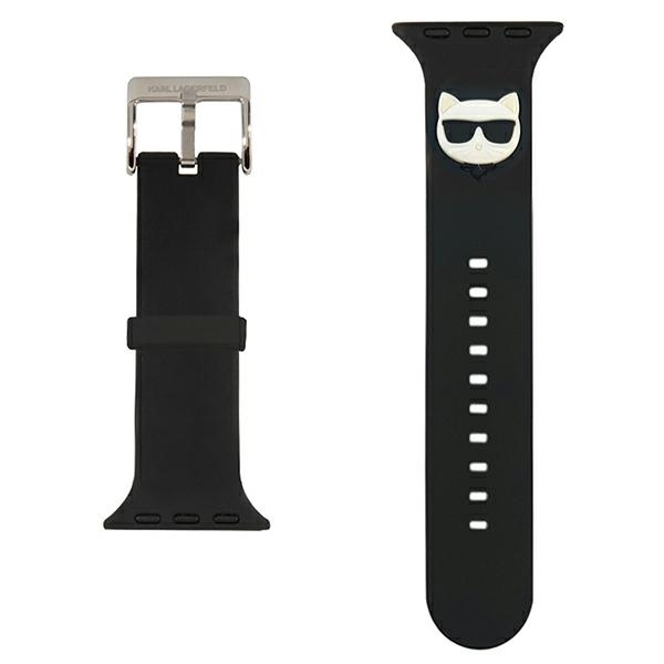 iTok webáruház - Karl Lagerfeld Karl Lagerfeld KLAWLSLCK szilikon Apple Watch óraszíj 42/44/45 mm, fekete 2 Karl Lagerfeld KLAWLSLCK Apple Watch Strap 42/44 / 45mm black / black strap Silicone Choupette Heads