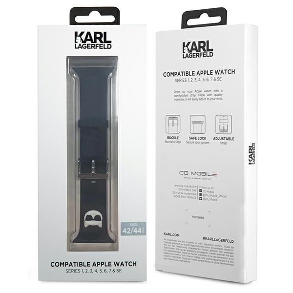 iTok webáruház - Karl Lagerfeld Karl Lagerfeld KLAWLSLCK szilikon Apple Watch óraszíj 42/44/45 mm, fekete 4 Karl Lagerfeld KLAWLSLCK Apple Watch Strap 42/44 / 45mm black / black strap Silicone Choupette Heads