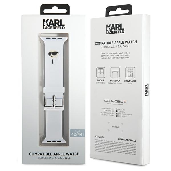 iTok webáruház - Karl Lagerfeld Karl Lagerfeld 3D Rubber Karl Head Apple Watch szíj 42/44/45/49 mm (fehér) 4 Karl Lagerfeld 3D Rubber Karl Head strap for Apple Watch 42/44/45/49mm (fehér)