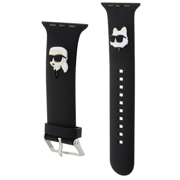 iTok webáruház - Karl Lagerfeld Karl Lagerfeld 3D Rubber Karl&Choupette Heads Apple Watch szíj 38/40/41 mm (fekete) 3 Karl Lagerfeld 3D Rubber Karl&Choupette Heads strap for Apple Watch 38/40/41mm (fekete)