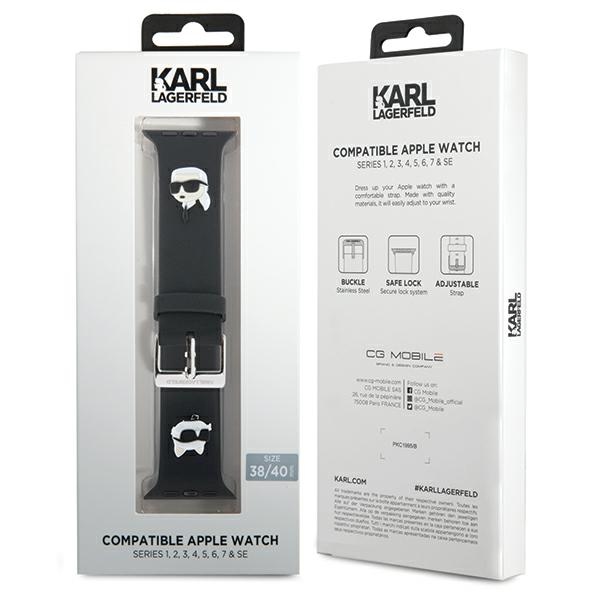 iTok webáruház - Karl Lagerfeld Karl Lagerfeld 3D Rubber Karl&Choupette Heads Apple Watch szíj 38/40/41 mm (fekete) 4 Karl Lagerfeld 3D Rubber Karl&Choupette Heads strap for Apple Watch 38/40/41mm (fekete)