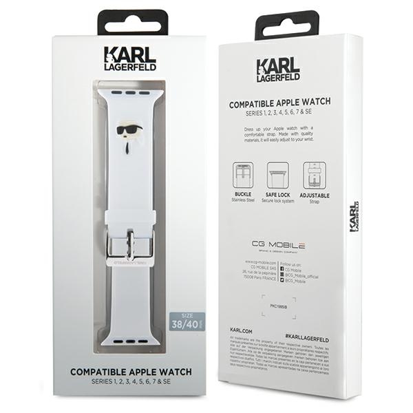 iTok webáruház - Karl Lagerfeld Karl Lagerfeld 3D Rubber Karl Head Apple Watch szíj 38/40/41 mm (fehér) 4 Karl Lagerfeld 3D Rubber Karl Head strap for Apple Watch 38/40/41mm (fehér)