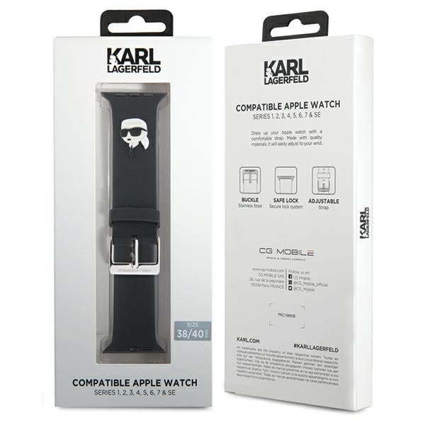 iTok webáruház - Karl Lagerfeld Karl Lagerfeld 3D Rubber Karl Head Apple Watch szíj 38/40/41 mm (fekete) 4 Karl Lagerfeld 3D Rubber Karl Head strap for Apple Watch 38/40/41mm (fekete)