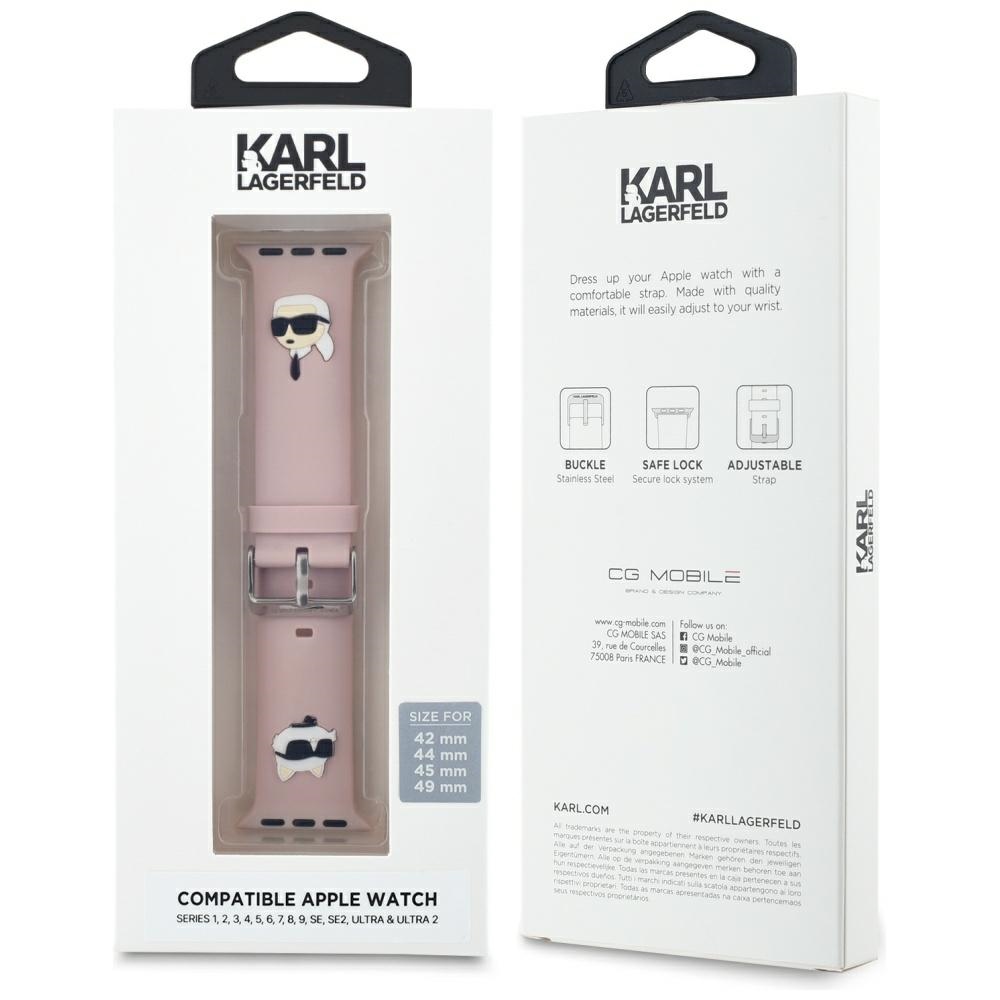 iTok webáruház - Karl Lagerfeld Karl Lagerfeld 3D Rubber Karl&Choupette Heads Apple Watch szíj 42/44/45/49 mm (rózsaszín) 4 Karl Lagerfeld 3D Rubber Karl&Choupette Heads strap for Apple Watch 42/44/45/49mm (rózsaszín)