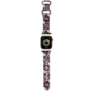 Hello Kitty Silicone Tags Graffiti szilikon óraszíj Apple Watch 38/40/41 mm-hez (rózsaszín)