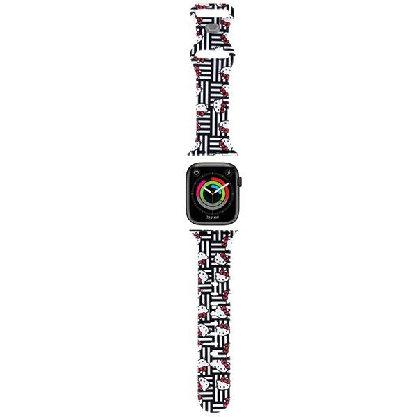 iTok webáruház - Hello Kitty Hello Kitty Silicone Heads & Stripes Apple Watch szíj 38/40/41 mm (fekete) 1 Hello Kitty Silicone Heads & Stripes Strap for Apple Watch 38/40/41mm (fekete)
