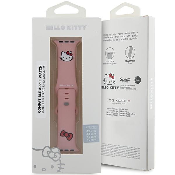 iTok webáruház - Hello Kitty Hello Kitty Silicone Kitty Head Apple Watch szíj 42/44/45/49 mm (rózsaszín) 5 Hello Kitty Silicone Kitty Head Strap for Apple Watch 42/44/45/49mm (rózsaszín)