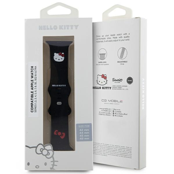 iTok webáruház - Hello Kitty Hello Kitty Silicone Kitty Head Apple Watch szíj 42/44/45/49 mm (fekete) 5 Hello Kitty Silicone Kitty Head Strap for Apple Watch 42/44/45/49mm (fekete)