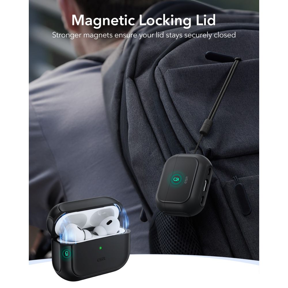 iTok webáruház - ESR ESR Orbit HaloLock MagSafe tok AirPods Pro 3-hoz (fekete) 7 ESR Orbit HaloLock MagSafe case for AirPods Pro 3 (fekete)