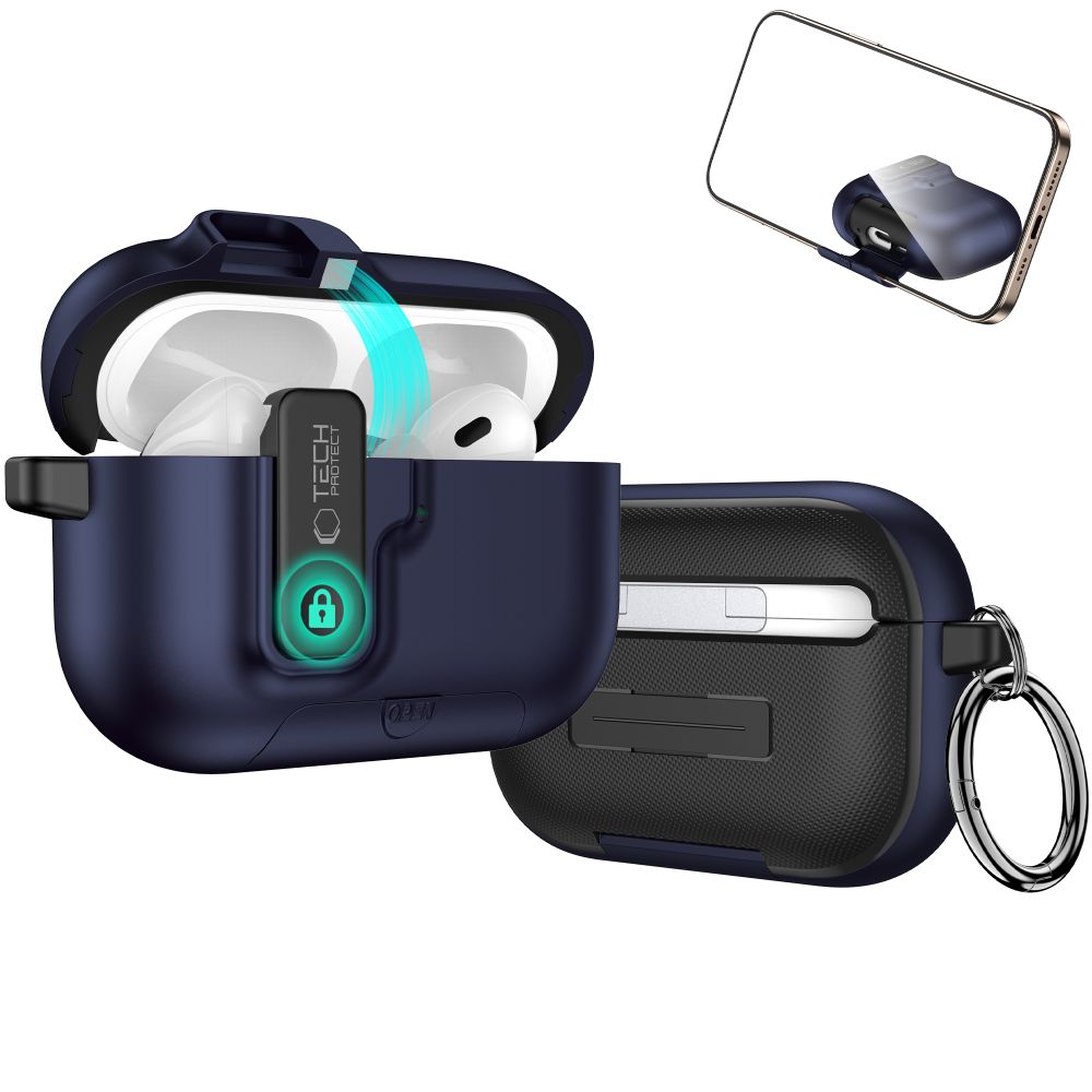 iTok webáruház - Tech-Protect Tech-Protect Slim Hook tok AirPods Pro 3-hoz (sötétkék) 4 Tech-Protect Slim Hook Case for AirPods Pro 3 (sötétkék)