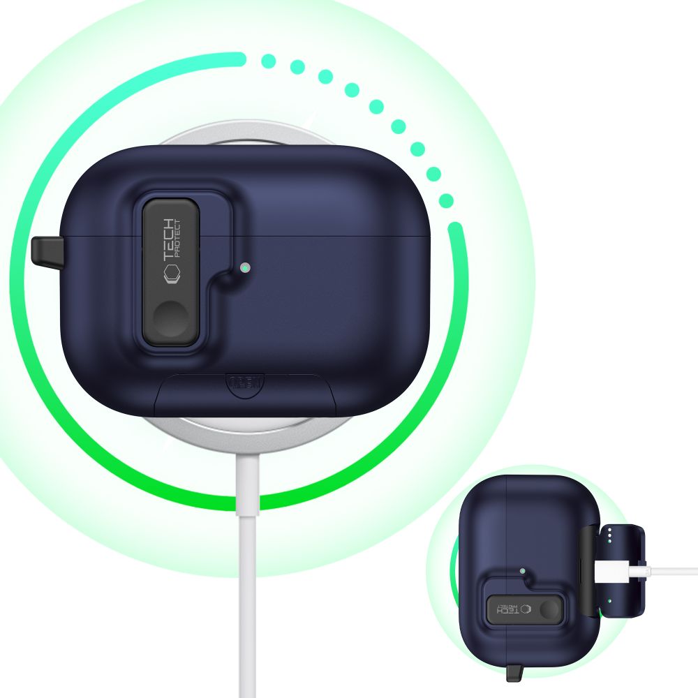 iTok webáruház - Tech-Protect Tech-Protect Slim Hook tok AirPods Pro 3-hoz (sötétkék) 6 Tech-Protect Slim Hook Case for AirPods Pro 3 (sötétkék)