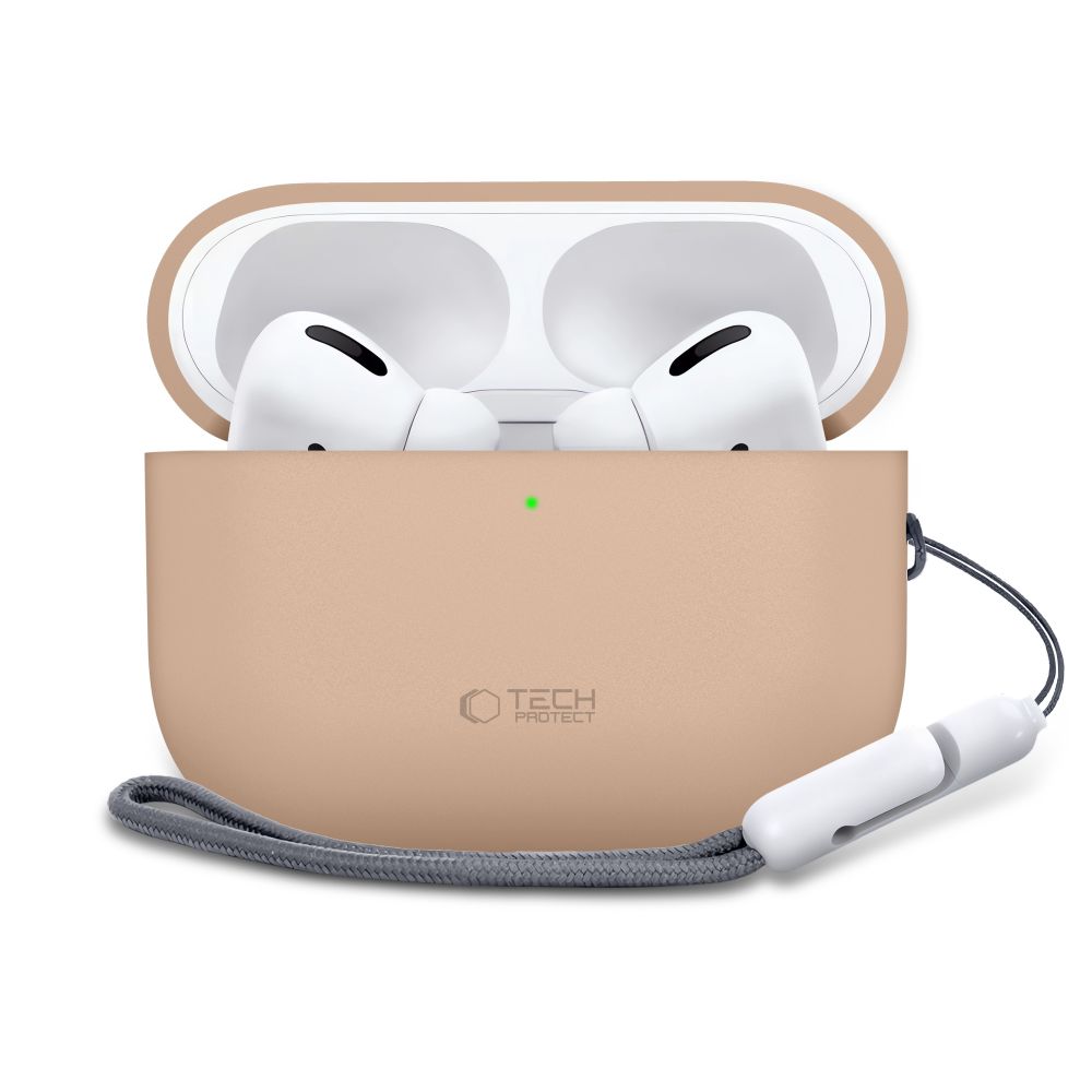 iTok webáruház - Tech-Protect Tech-Protect szilikon tok AirPods Pro 3-hoz (bézs) 2 Tech-Protect Silicone Case for AirPods Pro 3 (bézs)