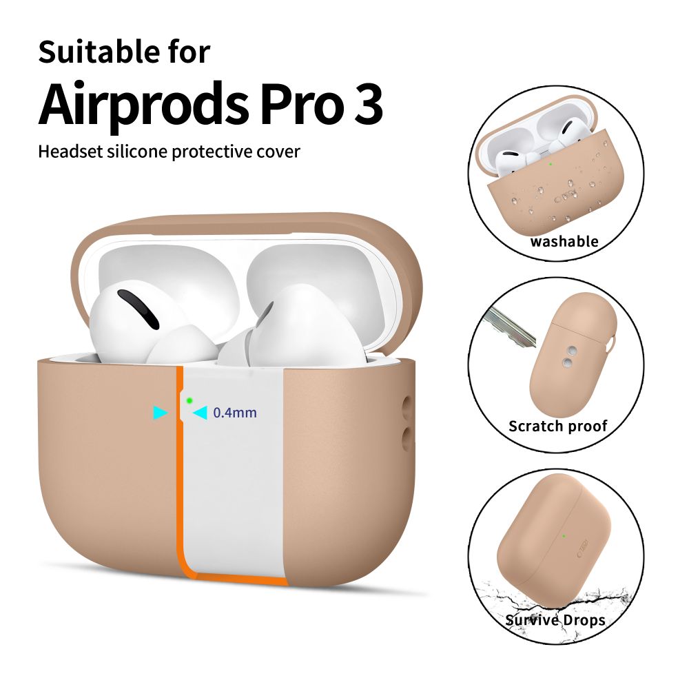 iTok webáruház - Tech-Protect Tech-Protect szilikon tok AirPods Pro 3-hoz (bézs) 4 Tech-Protect Silicone Case for AirPods Pro 3 (bézs)