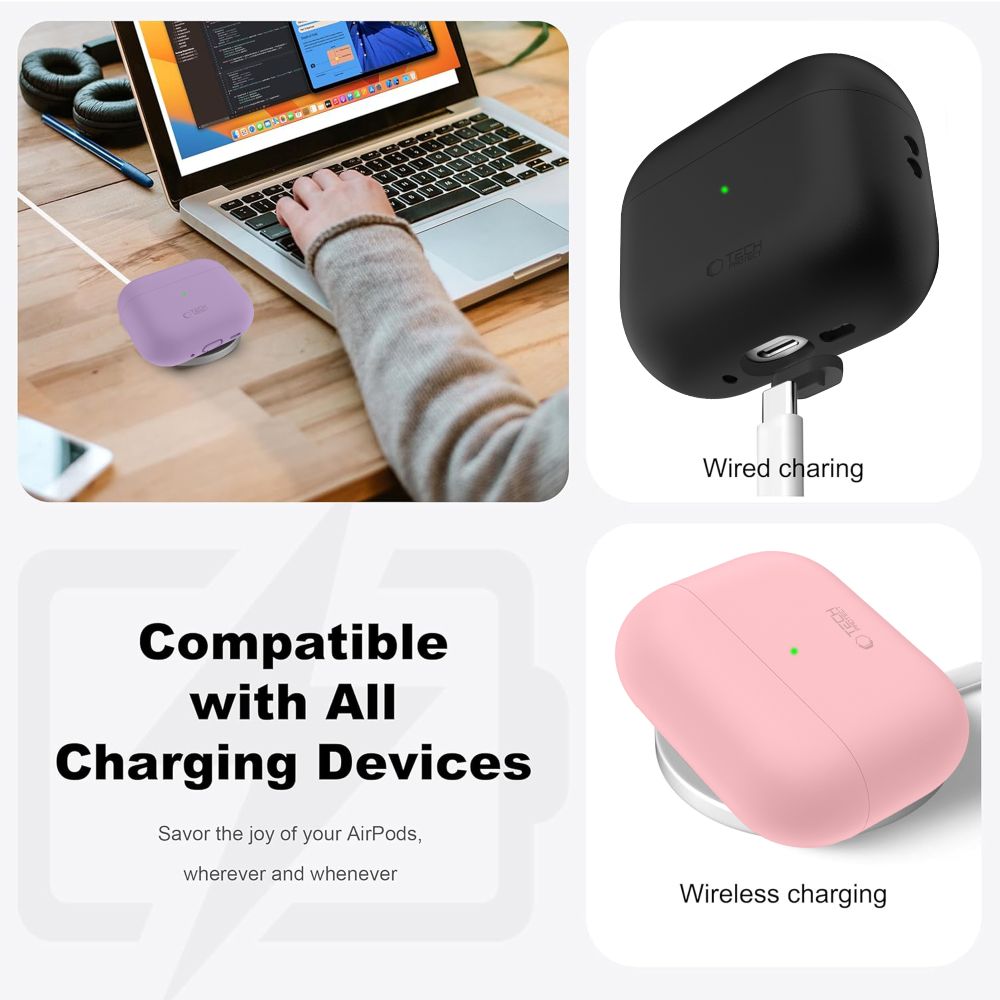 iTok webáruház - Tech-Protect Tech-Protect szilikon tok AirPods Pro 3-hoz (bézs) 5 Tech-Protect Silicone Case for AirPods Pro 3 (bézs)
