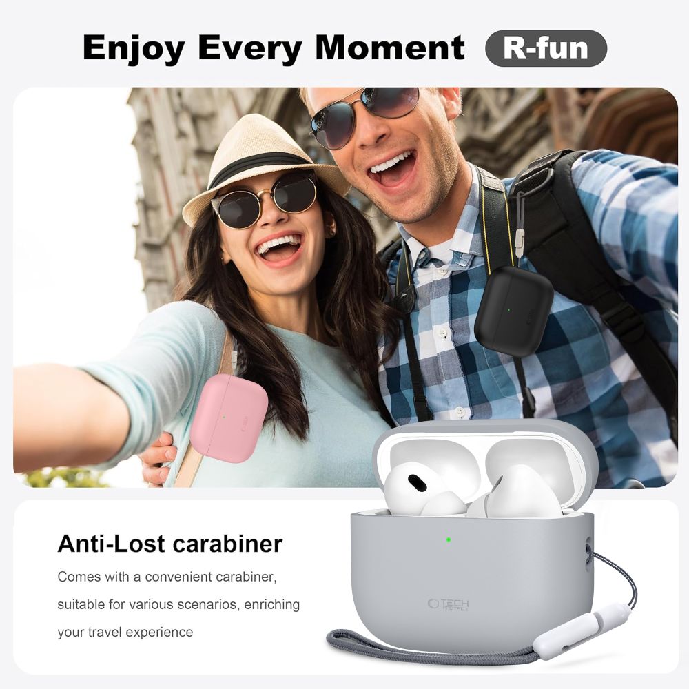 iTok webáruház - Tech-Protect Tech-Protect szilikon tok AirPods Pro 3-hoz (bézs) 7 Tech-Protect Silicone Case for AirPods Pro 3 (bézs)