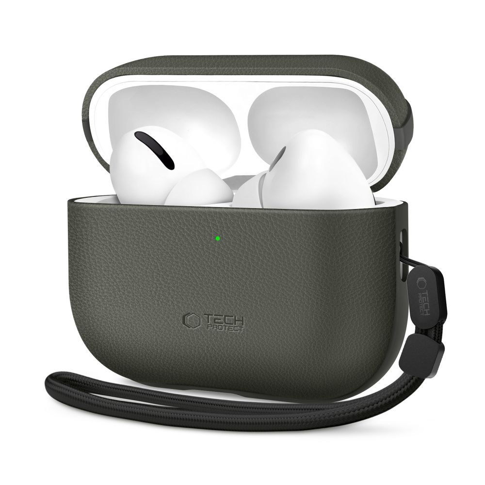iTok webáruház - Tech-Protect Tech-Protect NaturalFit AirPods Pro 3 bőrtok (zöld) 1 Tech-Protect NaturalFit Case for AirPods Pro 3 (zöld)