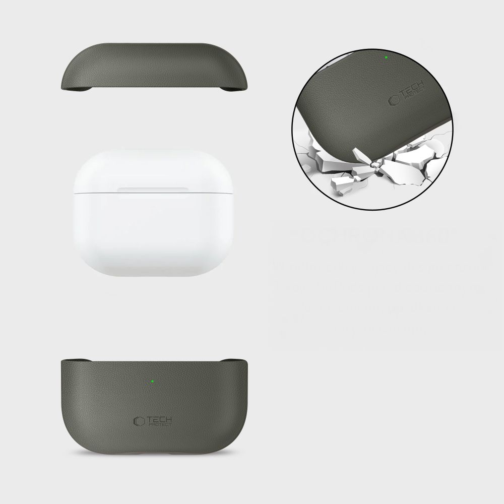 iTok webáruház - Tech-Protect Tech-Protect NaturalFit AirPods Pro 3 bőrtok (zöld) 6 Tech-Protect NaturalFit Case for AirPods Pro 3 (zöld)