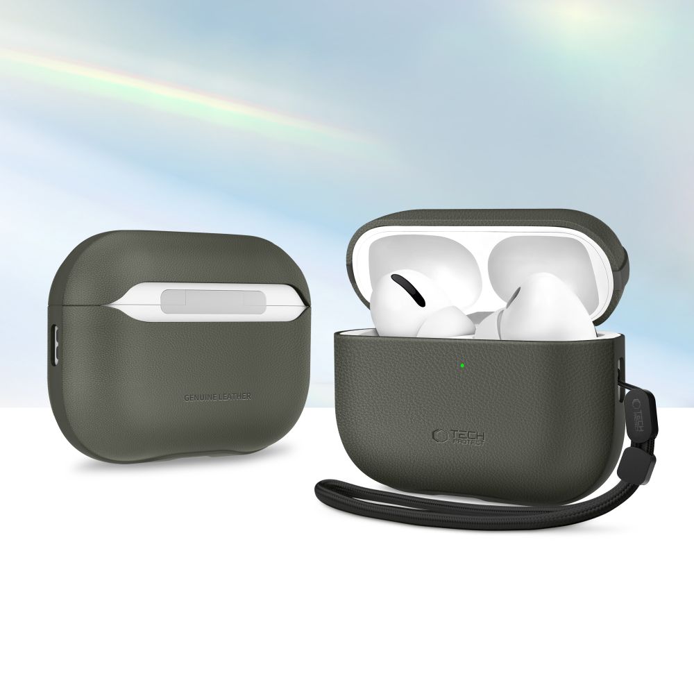 iTok webáruház - Tech-Protect Tech-Protect NaturalFit AirPods Pro 3 bőrtok (zöld) 8 Tech-Protect NaturalFit Case for AirPods Pro 3 (zöld)