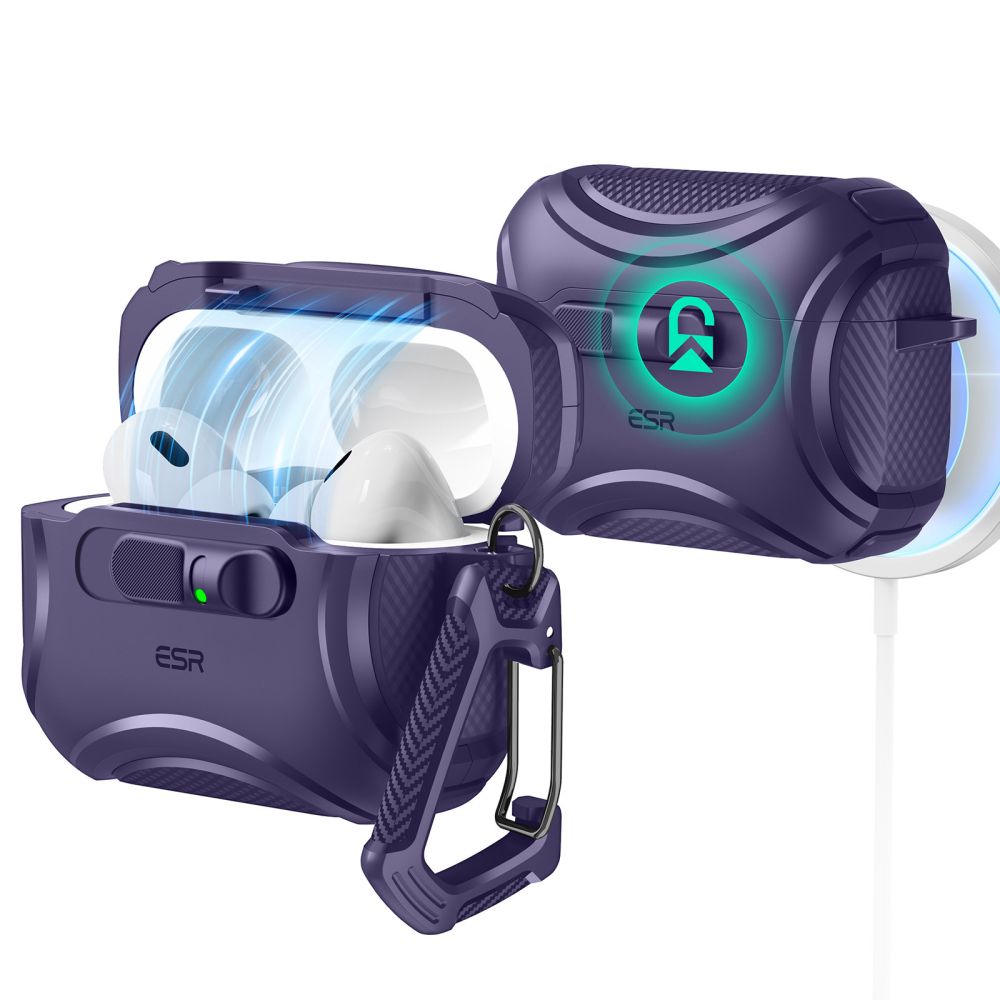 iTok webáruház - ESR ESR Cyber FlickLock MagSafe tok AirPods Pro 3-hoz (lila) 1 ESR Cyber FlickLock MagSafe Case for AirPods Pro 3 (lila)