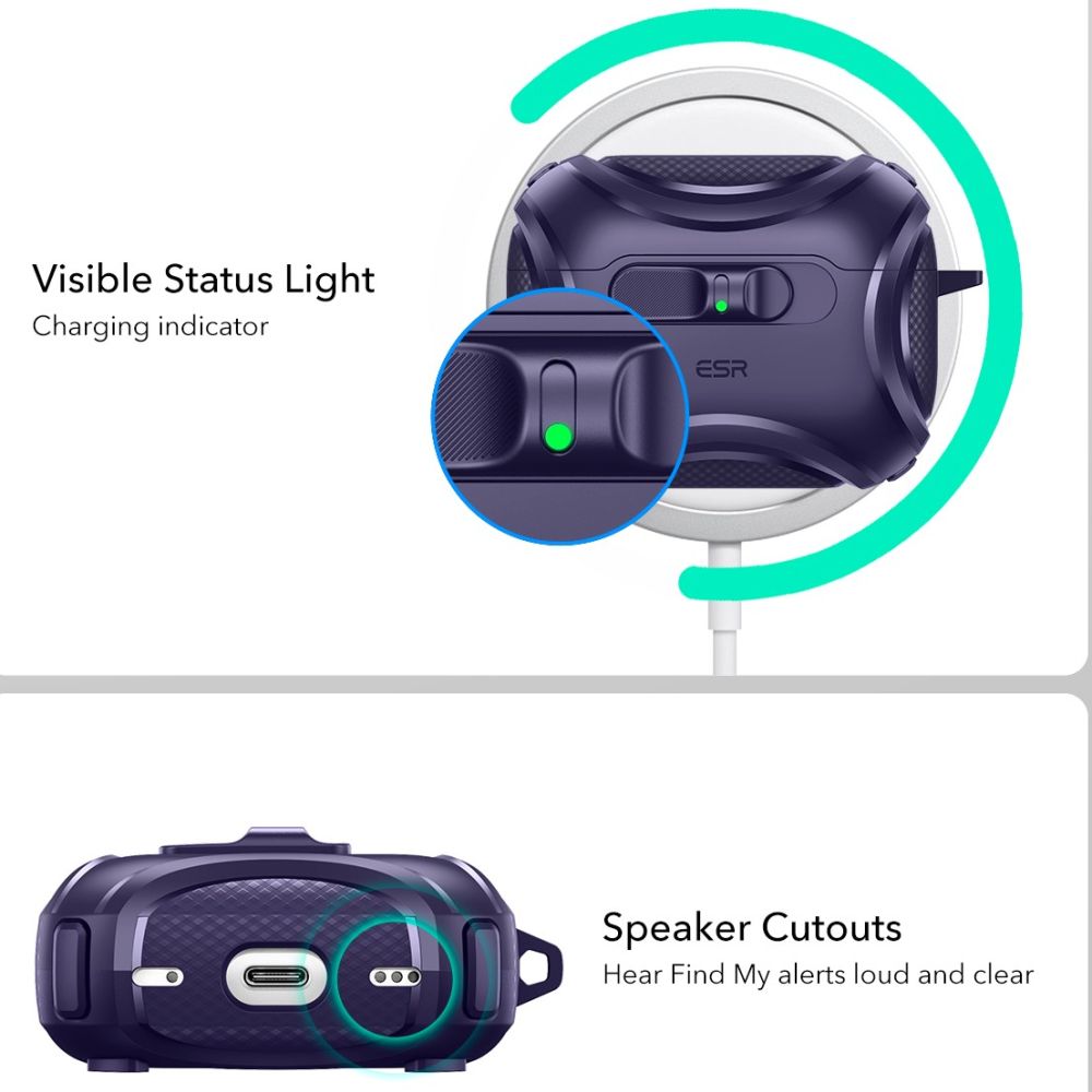 iTok webáruház - ESR ESR Cyber FlickLock MagSafe tok AirPods Pro 3-hoz (lila) 2 ESR Cyber FlickLock MagSafe Case for AirPods Pro 3 (lila)