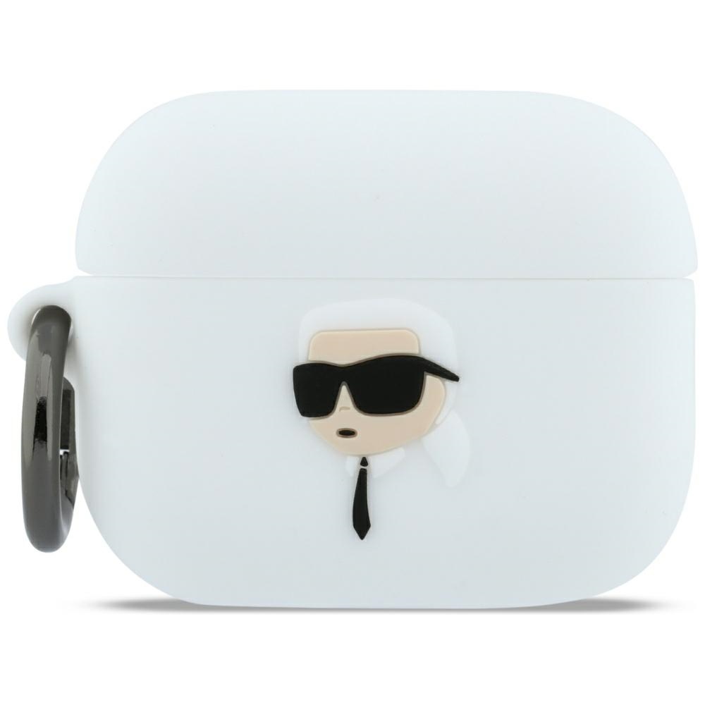 iTok webáruház - Karl Lagerfeld Karl Lagerfeld Silicone Karl Head 3D szilikontok AirPods Pro 3-hoz (fehér) 1 Karl Lagerfeld Silicone Karl Head 3D Case for AirPods Pro 3 (fehér)