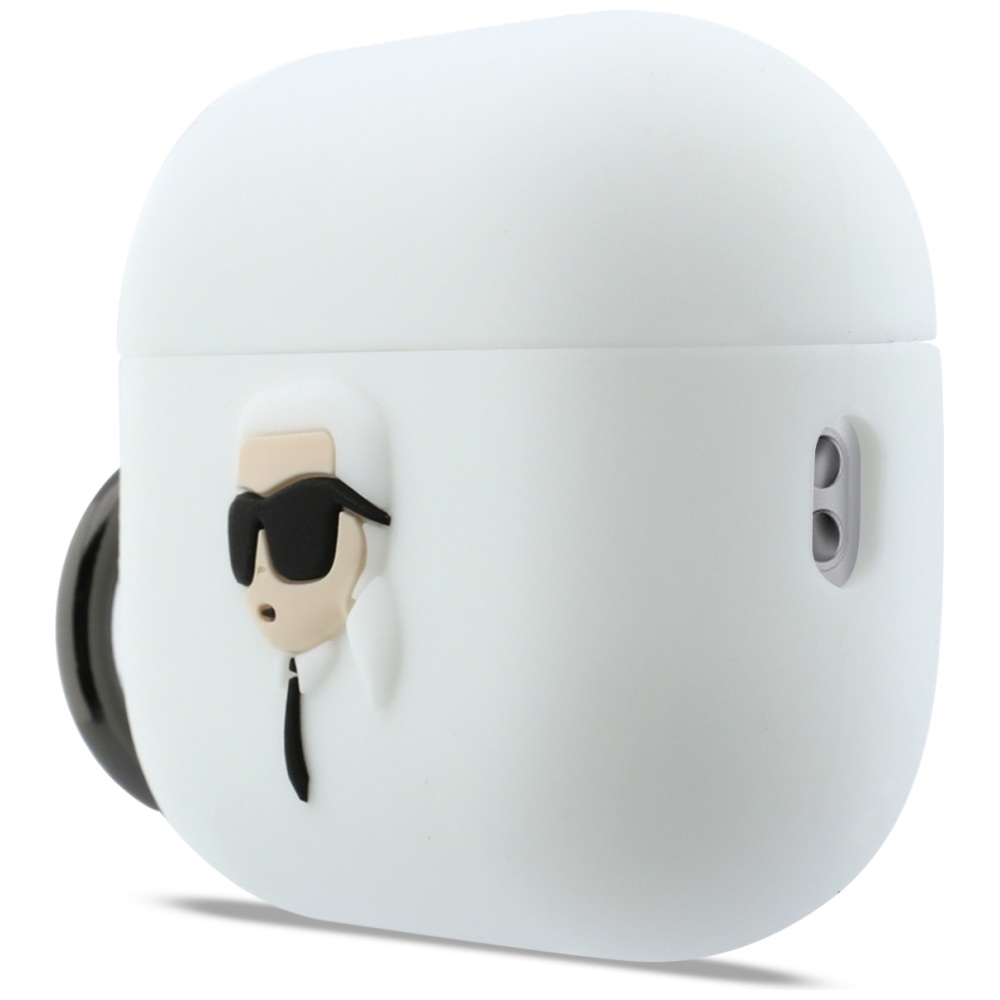 iTok webáruház - Karl Lagerfeld Karl Lagerfeld Silicone Karl Head 3D szilikontok AirPods Pro 3-hoz (fehér) 2 Karl Lagerfeld Silicone Karl Head 3D Case for AirPods Pro 3 (fehér)