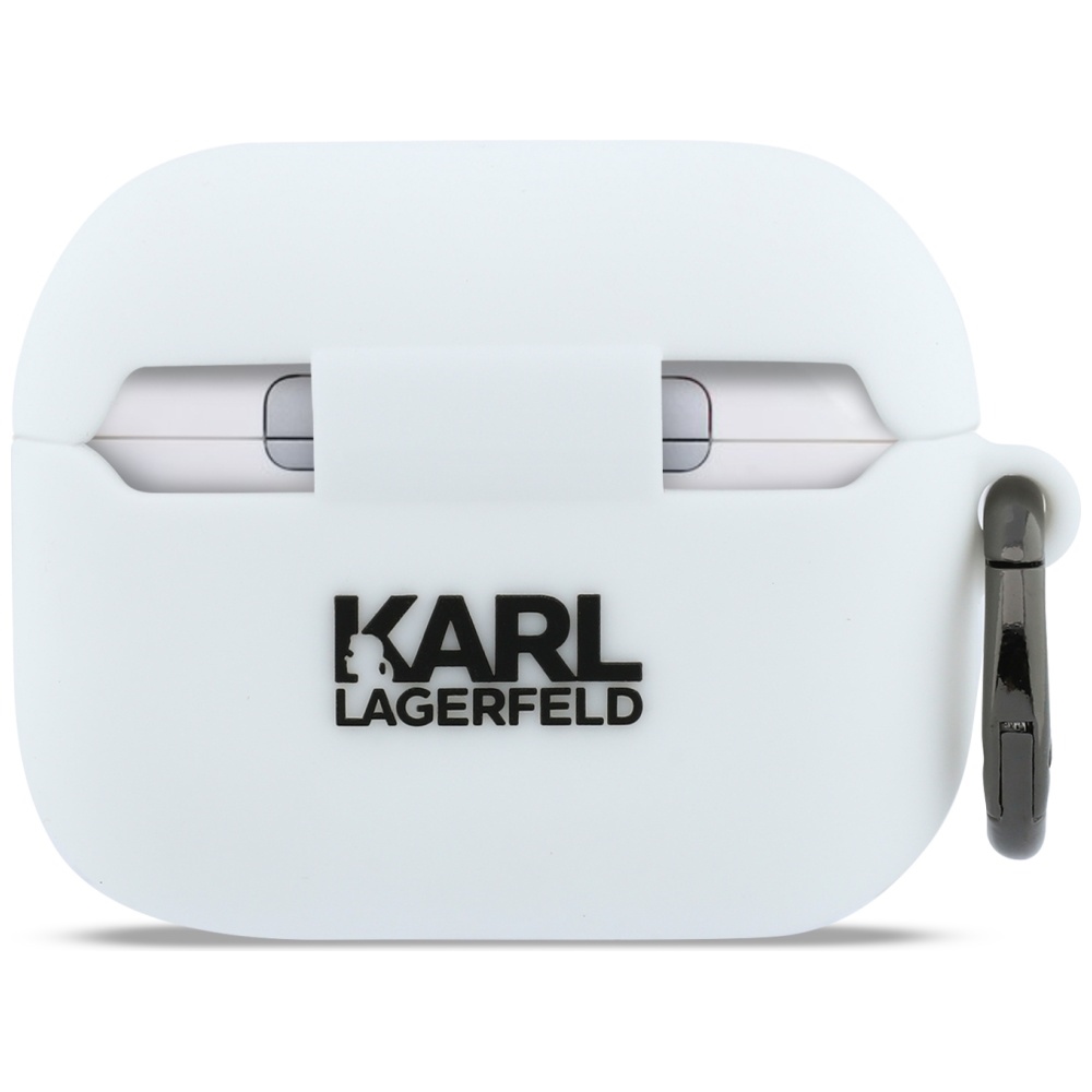 iTok webáruház - Karl Lagerfeld Karl Lagerfeld Silicone Karl Head 3D szilikontok AirPods Pro 3-hoz (fehér) 3 Karl Lagerfeld Silicone Karl Head 3D Case for AirPods Pro 3 (fehér)