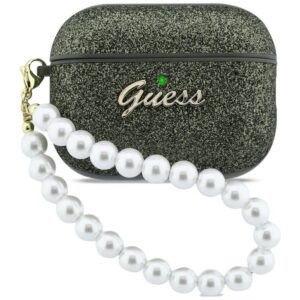 Guess Glitter Pearl Strap tok AirPods Pro 3-hoz (fekete és csillámos)