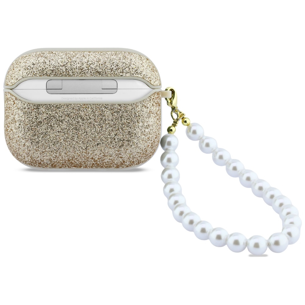iTok webáruház - Guess Guess Glitter Pearl Strap Case for AirPods Pro 3 (arany) 2 Guess Glitter Pearl Strap Case for AirPods Pro 3 (arany)