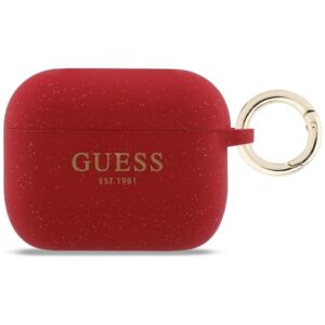 Guess Silicone Glitter Ring Case for AirPods Pro 3 (piros és csillámos)