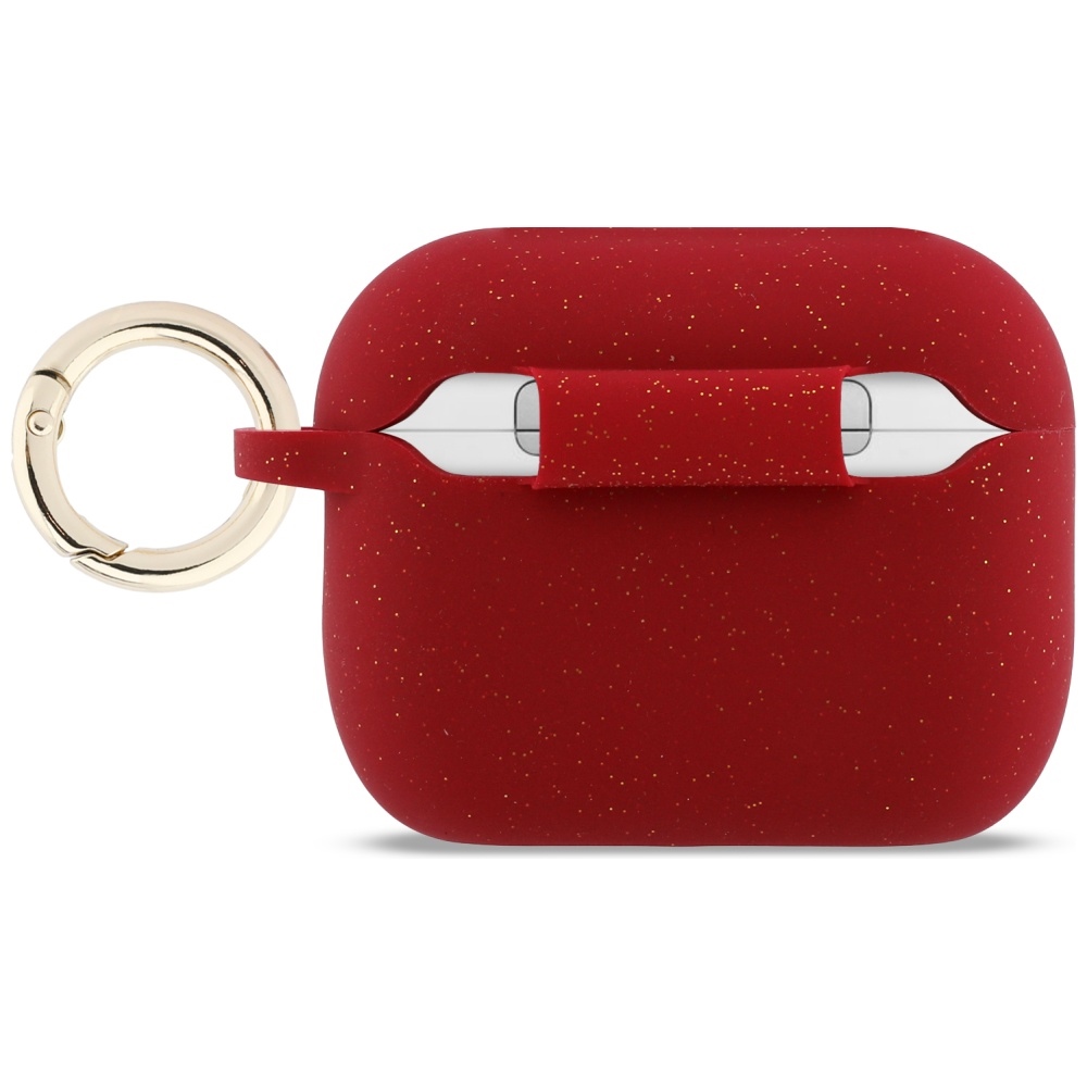 iTok webáruház - Guess Guess Silicone Glitter Ring Case for AirPods Pro 3 (piros és csillámos) 2 Guess Silicone Glitter Ring Case for AirPods Pro 3 (piros és csillámos)