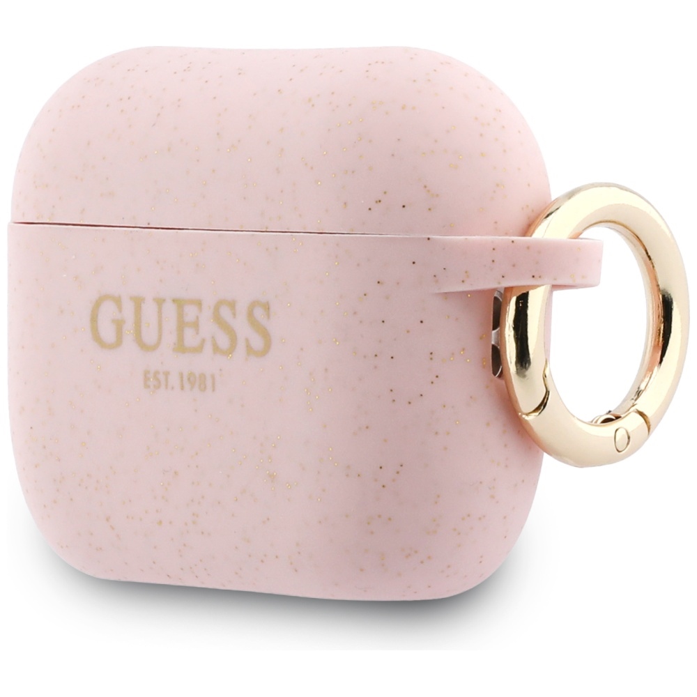 iTok webáruház - Guess Guess Silicone Glitter Ring Case for AirPods Pro 3 (rózsaszín) 3 Guess Silicone Glitter Ring Case for AirPods Pro 3 (rózsaszín)
