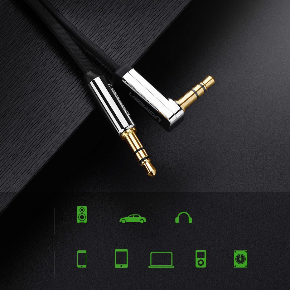 iTok webáruház - Ugreen Ugreen lapos AUX audiokábel, 3,5 mm-es mini jack, 1 m, ezüst (10597) 5 Ugreen flat cable audio cable AUX 3.5mm mini jack 1m silver (10597)