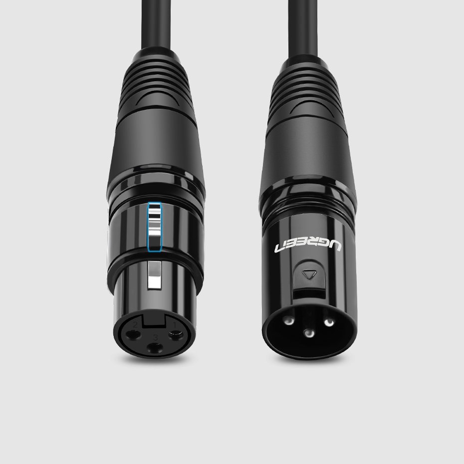 iTok webáruház - Ugreen Ugreen AV130 66717 XLR audio kábel, 2 m (fekete) 2 Ugreen AV130 66717 audio XLR (female) - XLR (male) cable for microphone / amplifier 2m (fekete)