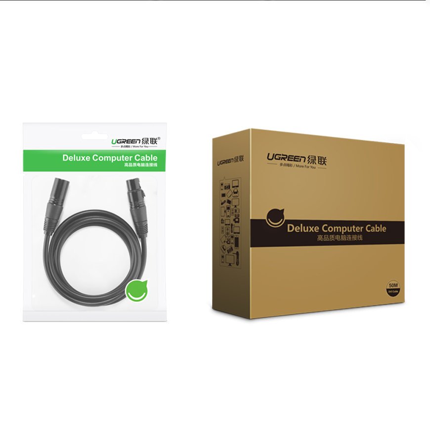 iTok webáruház - Ugreen Ugreen AV130 66717 XLR audio kábel, 2 m (fekete) 4 Ugreen AV130 66717 audio XLR (female) - XLR (male) cable for microphone / amplifier 2m (fekete)