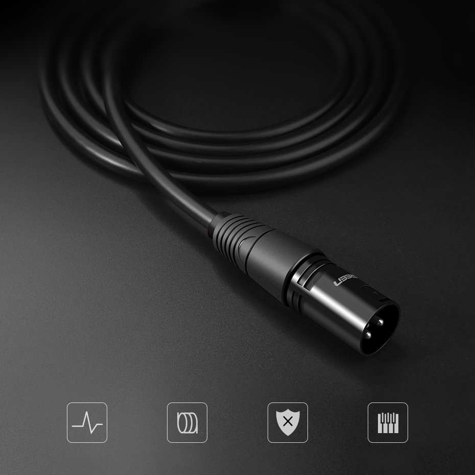 iTok webáruház - Ugreen Ugreen AV130 66717 XLR audio kábel, 2 m (fekete) 5 Ugreen AV130 66717 audio XLR (female) - XLR (male) cable for microphone / amplifier 2m (fekete)