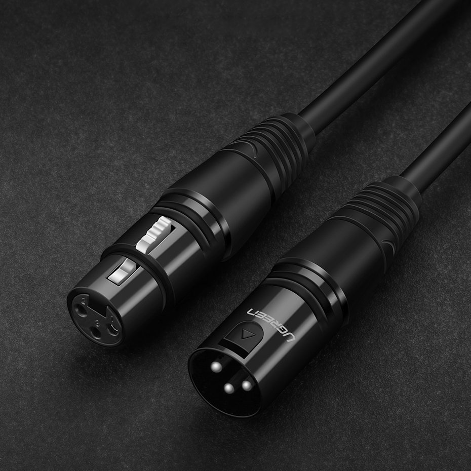 iTok webáruház - Ugreen Ugreen AV130 66717 XLR audio kábel, 2 m (fekete) 6 Ugreen AV130 66717 audio XLR (female) - XLR (male) cable for microphone / amplifier 2m (fekete)