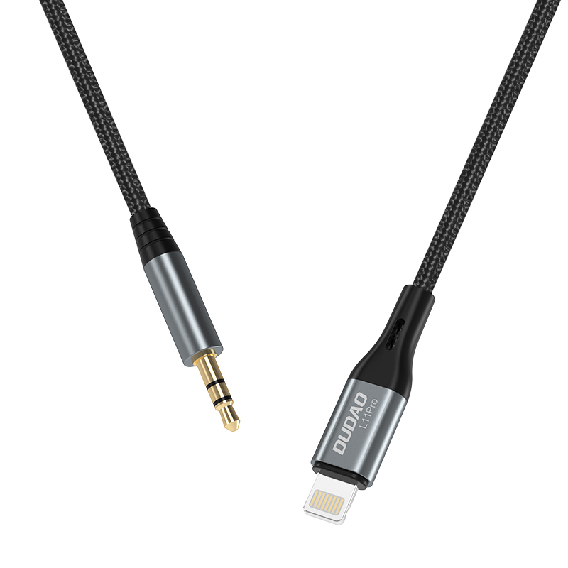 iTok webáruház - Dudao Dudao Lightning–3,5 mm AUX audiokábel 1 m, szürke (L11PRO) 3 Dudao audio cable Lightning - mini jack 3.5mm 1m gray (L11PRO)