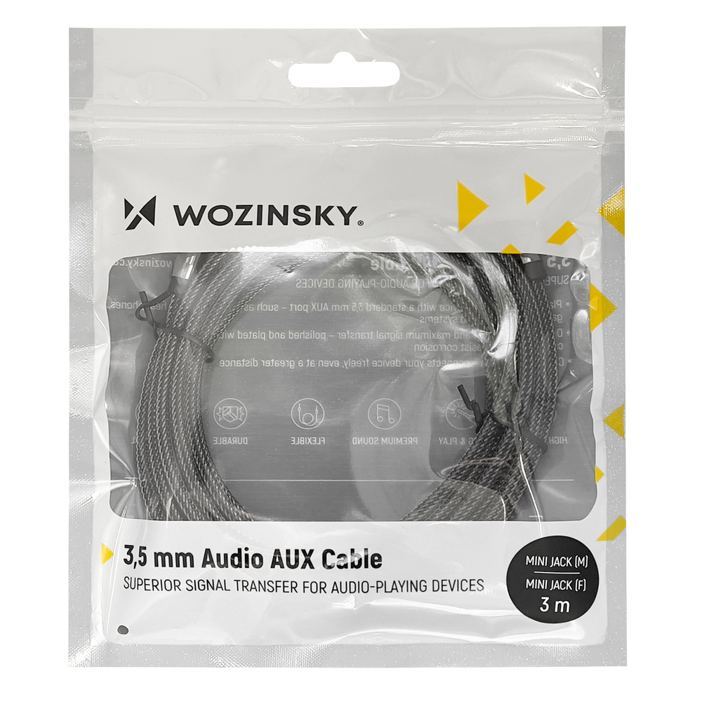 iTok webáruház - Wozinsky Wozinsky 5 m-es mini jack AUX-hosszabbító kábel, fekete 6 Wozinsky mini jack extension cable (female-male) AUX extension 5 m black