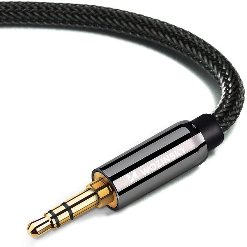 iTok webáruház - Wozinsky Wozinsky 3 m-es derékszögű AUX kábel, mini jack apa-apa – fekete 2 Wozinsky AUX Cable Right Angle (Male-Male) Mini Jack Cable 3m Black