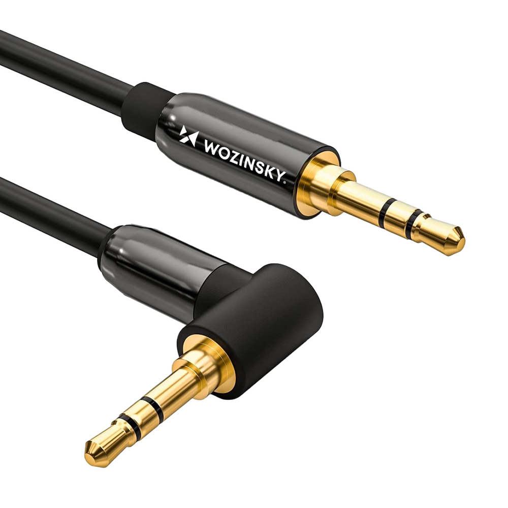 iTok webáruház - Wozinsky Wozinsky derékszögű AUX kábel, 1,5 m – fekete 1 Wozinsky AUX Cable Angled (Male-Male) Mini Jack Cable 1.5m Black