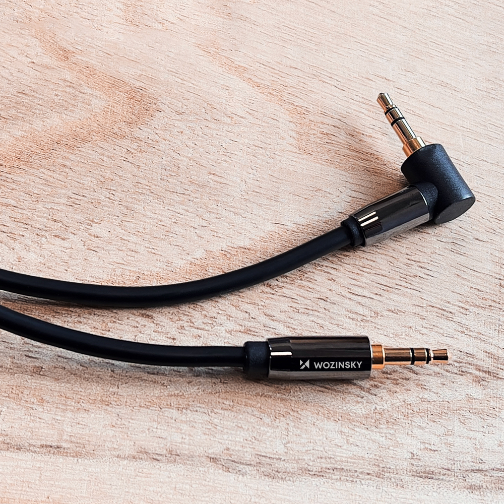 iTok webáruház - Wozinsky Wozinsky derékszögű AUX kábel, 1,5 m – fekete 6 Wozinsky AUX Cable Angled (Male-Male) Mini Jack Cable 1.5m Black