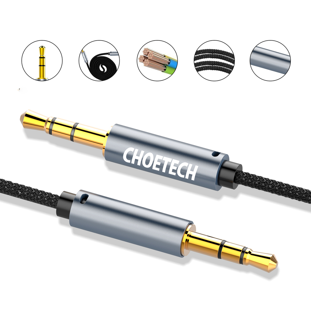 iTok webáruház - Choetech Choetech AUX002 AUX-kábel, 3,5 mm-es mini jack dugó-dugó, 1,2 m (fekete) 4 Choetech AUX002 cable mini jack 3.5mm (male) / mini jack 3.5mm (male) 1.2m (fekete)