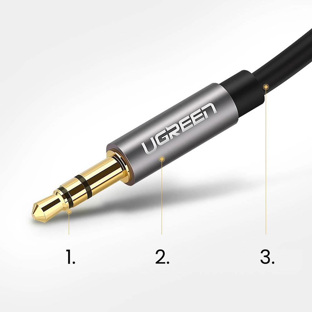 iTok webáruház - Ugreen Ugreen AV119 10736 AUX audiokábel, 3,5 mm mini jack, 3 m (fekete) 6 Ugreen AV119 10736 audio cable mini jack 3.5mm / mini jack 3.5mm 3m (fekete)
